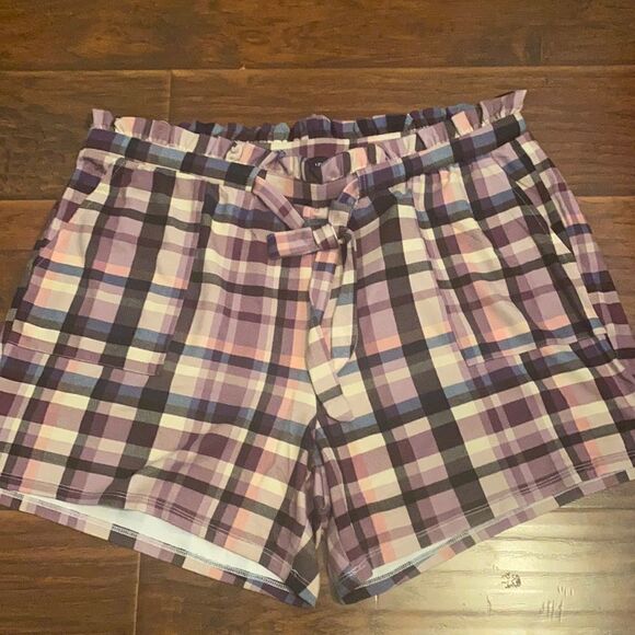 Torrid Plaid Paper Bag Front Tie Shorts Casual Boho Contemporary Size 1X NEW - Picture 5 of 14